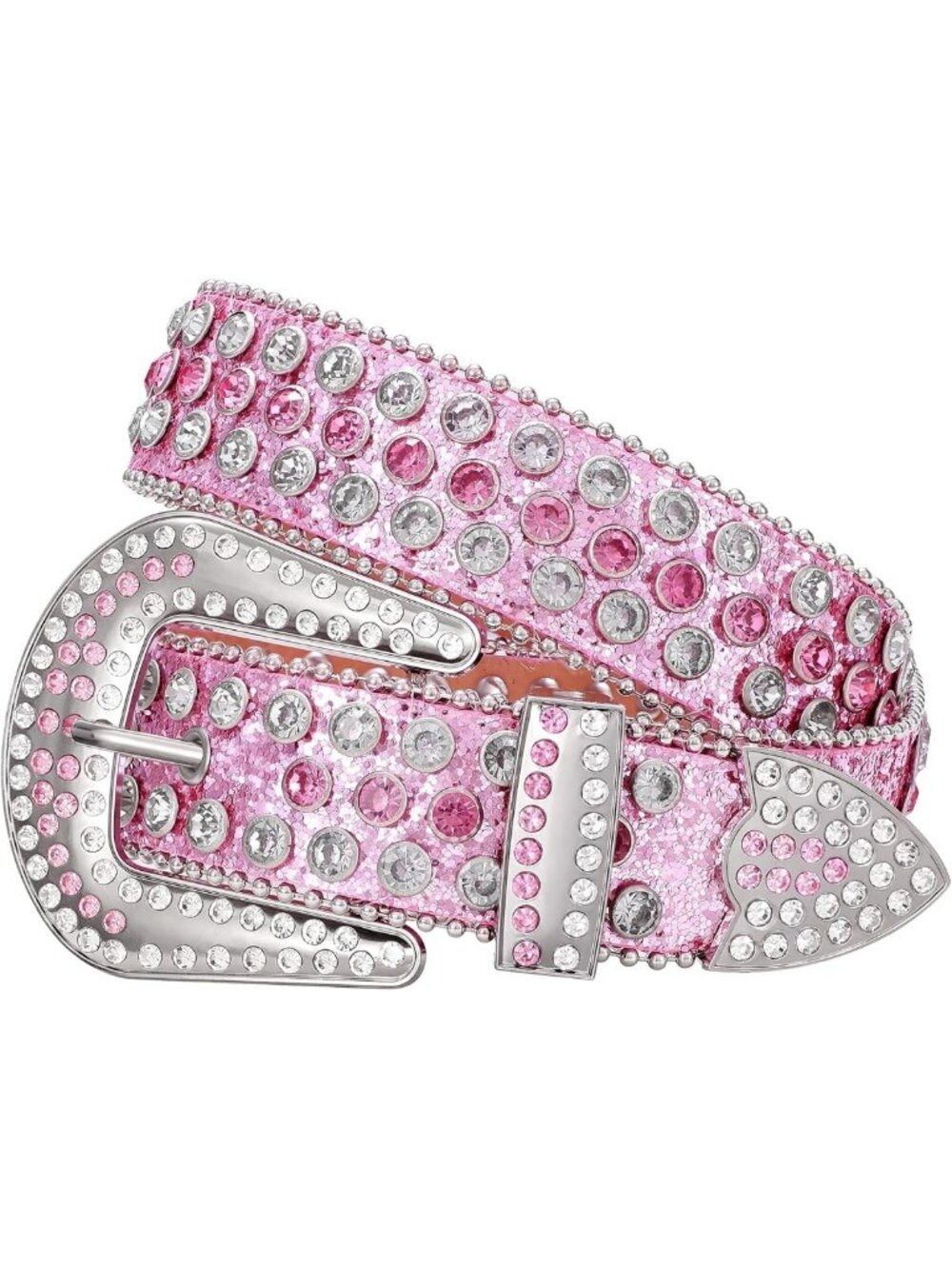 Unisex Rhinestone Studded Leather Belt - Bling Cowgirl Cowboy Style for Jeans